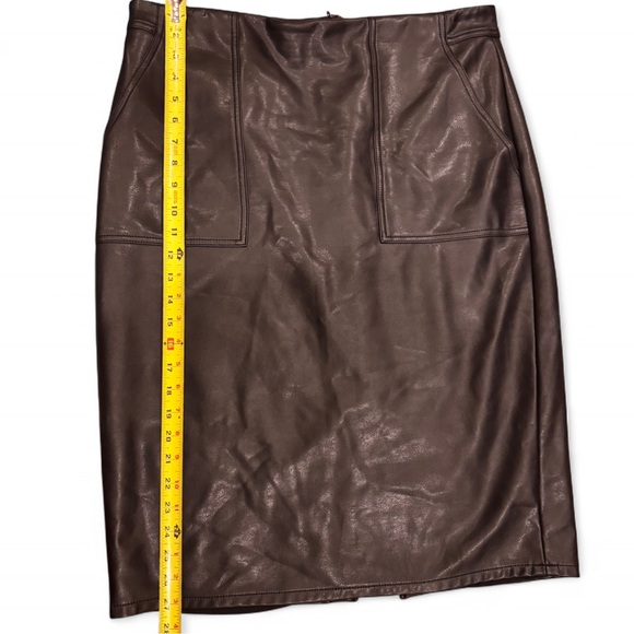 Banana Republic Faux Leather Pencil Skirt Black High-Waist Career Slit Skirt 14 - Picture 5 of 9